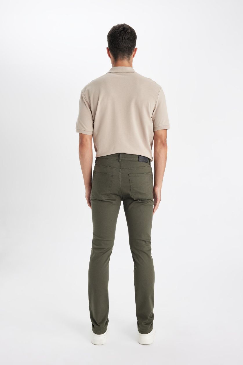 Мужчины Темный хаки Брюки приталенного узкого кроя