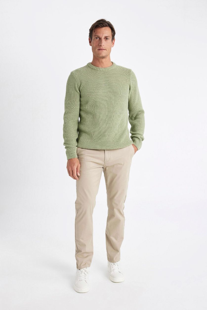 رجال اللون الرملي سروال شينو برجل عادي قصة عادية بجيوب