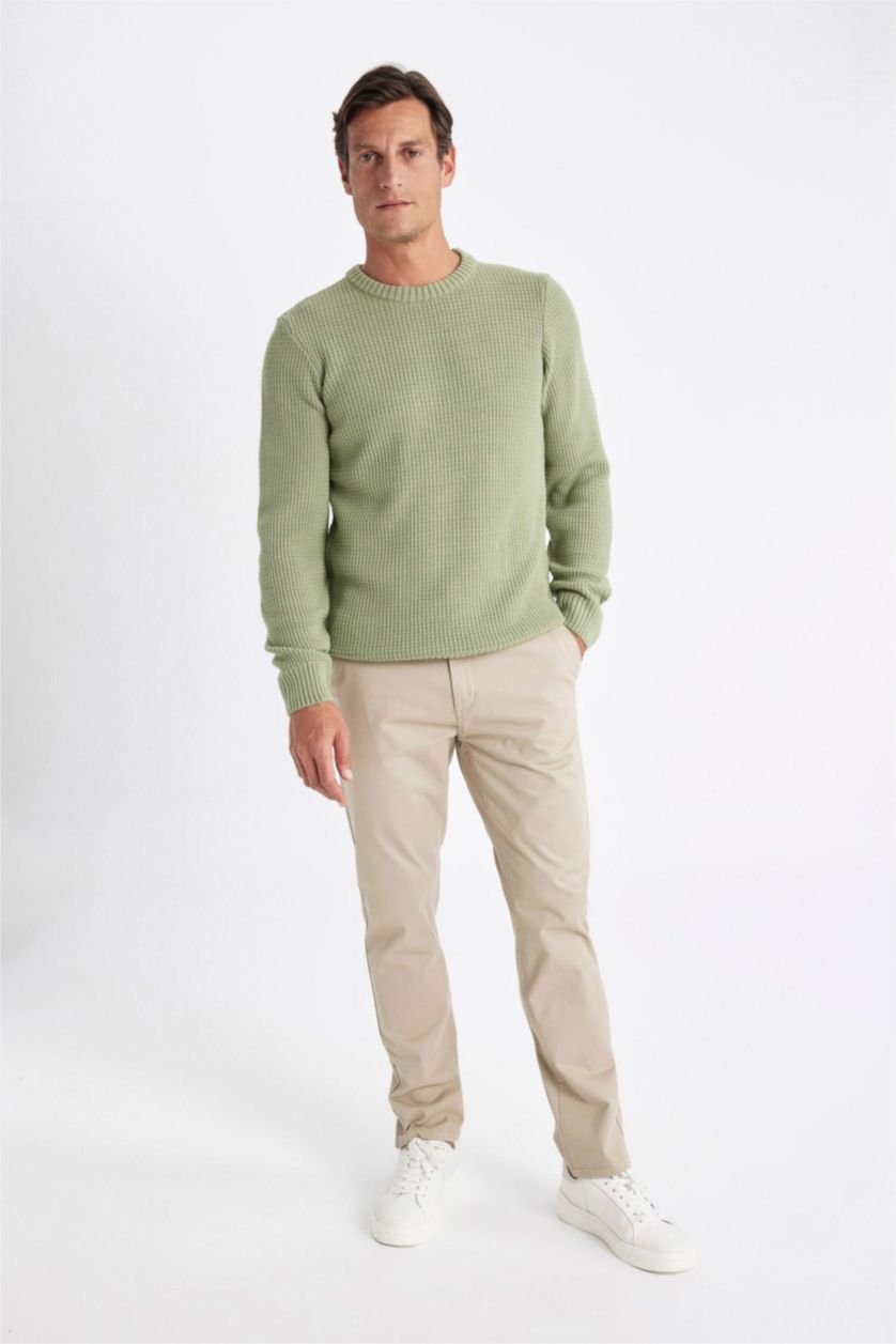 رجال اللون الرملي سروال شينو برجل عادي قصة عادية بجيوب