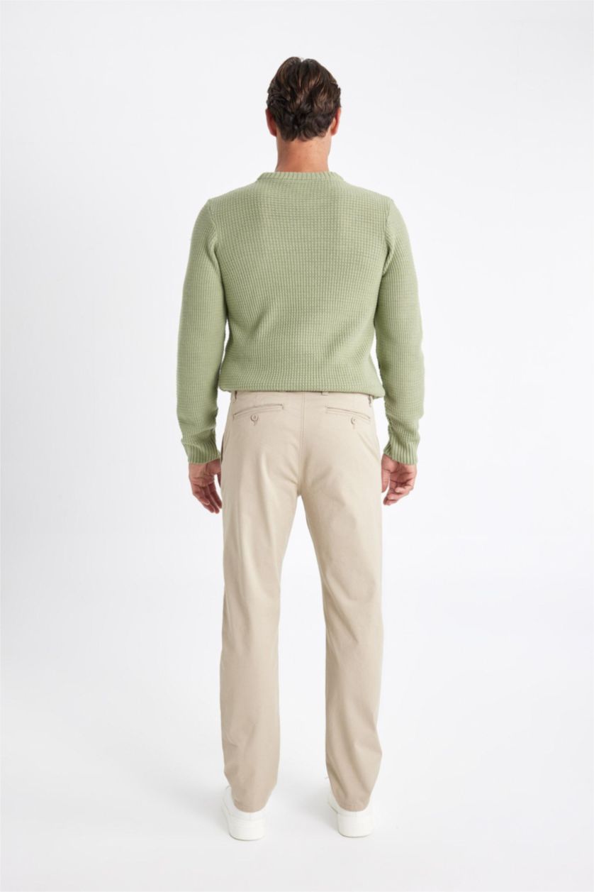 رجال اللون الرملي سروال شينو برجل عادي قصة عادية بجيوب