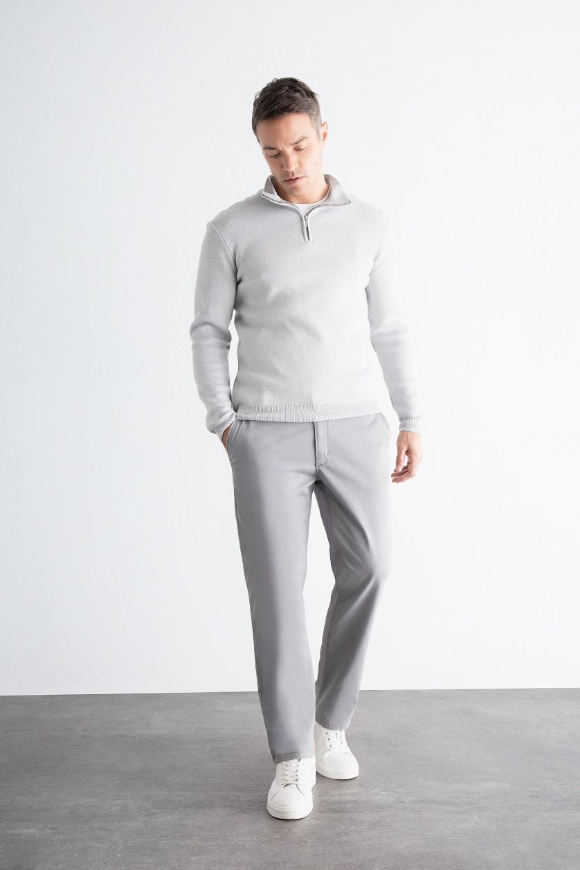 Мужчины Серый Брюки чиносы стандартного кроя из хлопка для мужчин