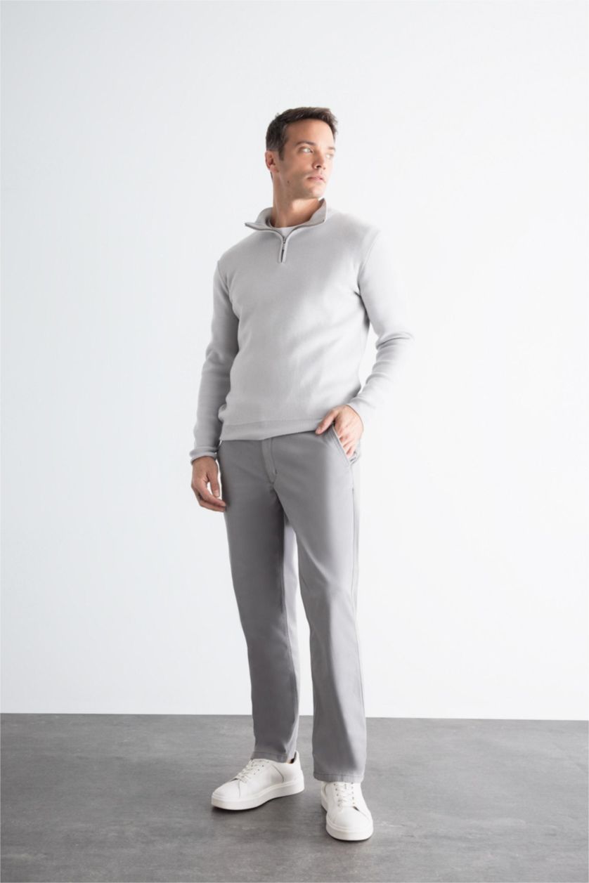Мужчины Серый Брюки чиносы стандартного кроя из хлопка для мужчин