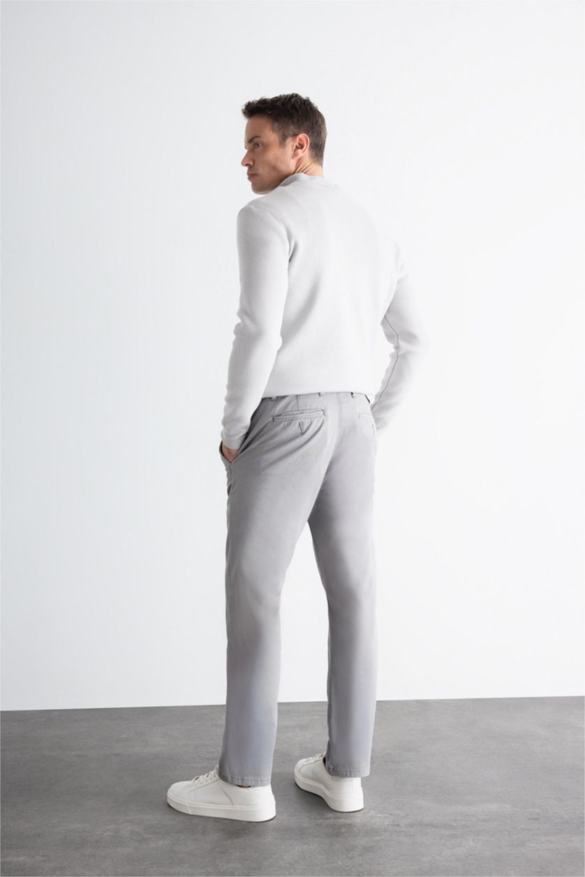 Мужчины Серый Брюки чиносы стандартного кроя из хлопка для мужчин