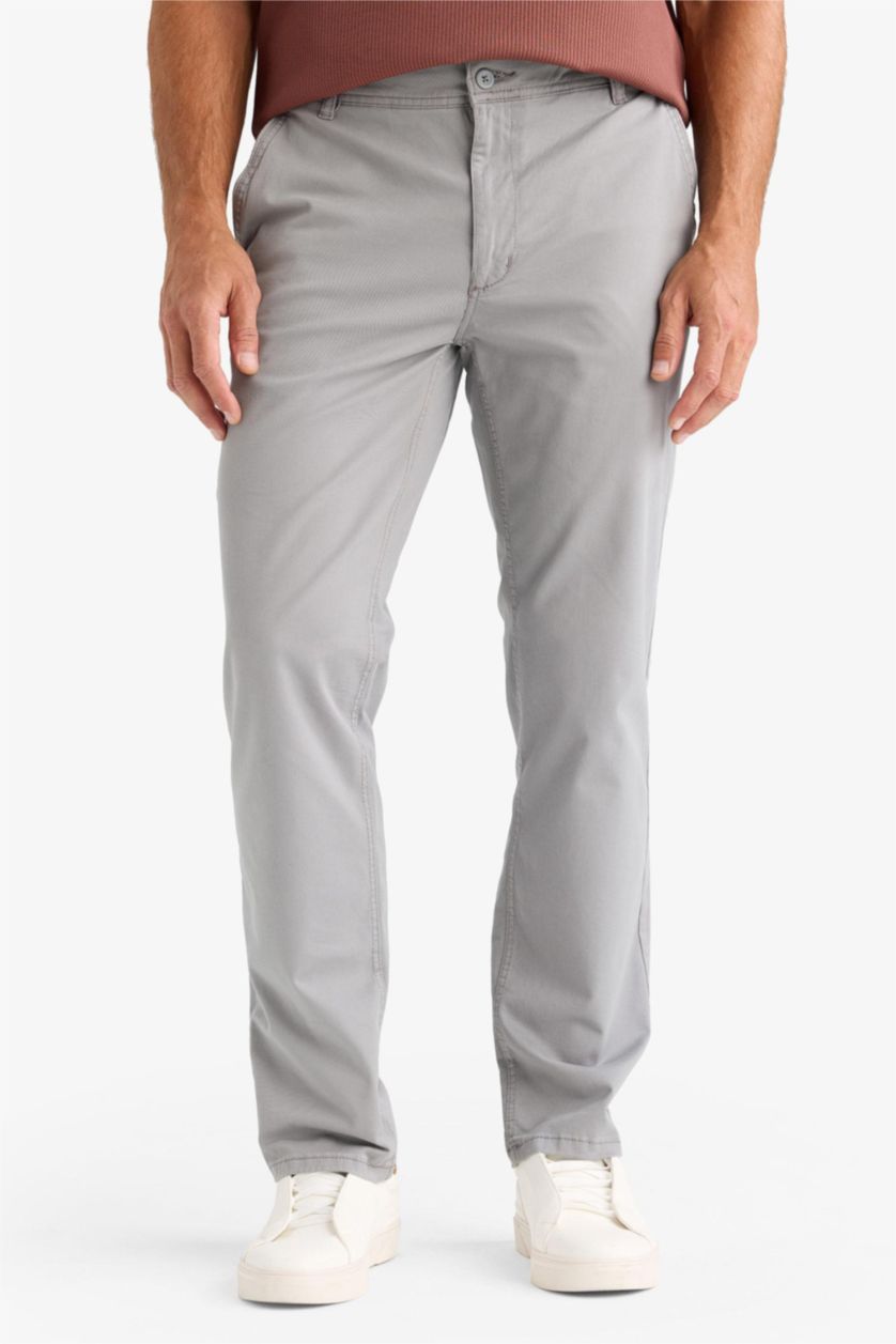 Мужчины Серый Брюки чиносы стандартного кроя из хлопка для мужчин