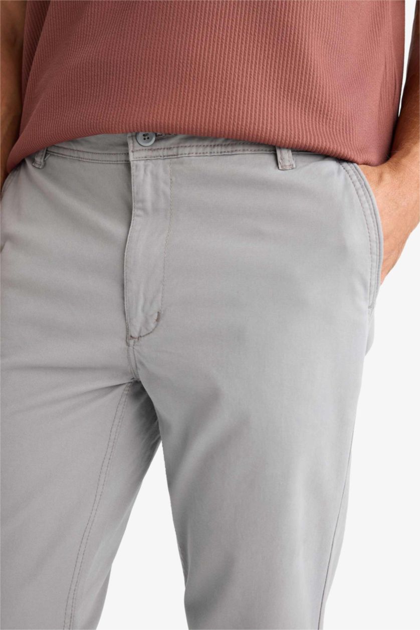 Мужчины Серый Брюки чиносы стандартного кроя из хлопка для мужчин