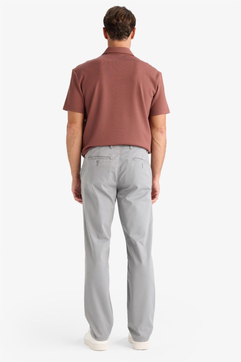 Мужчины Серый Брюки чиносы стандартного кроя из хлопка для мужчин