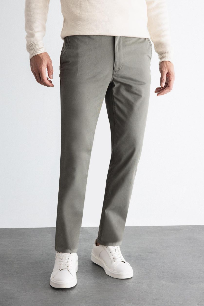 MAN Khaki Regular Hem Trousers