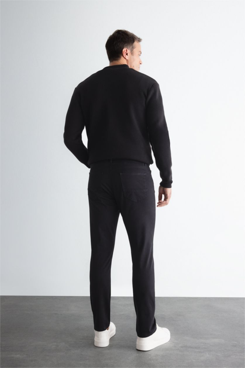 رجال أسود سروال تشينو برجل ضيق