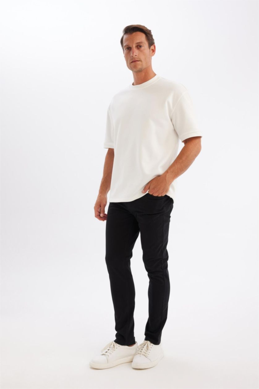 رجال أسود سروال تشينو برجل ضيق