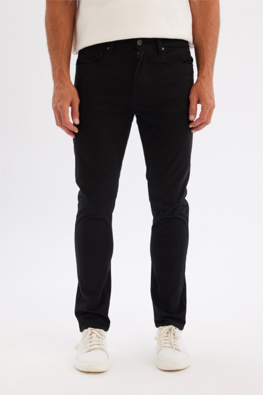 رجال أسود سروال تشينو برجل ضيق