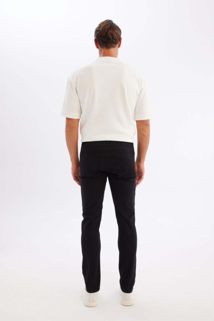 رجال أسود سروال تشينو برجل ضيق