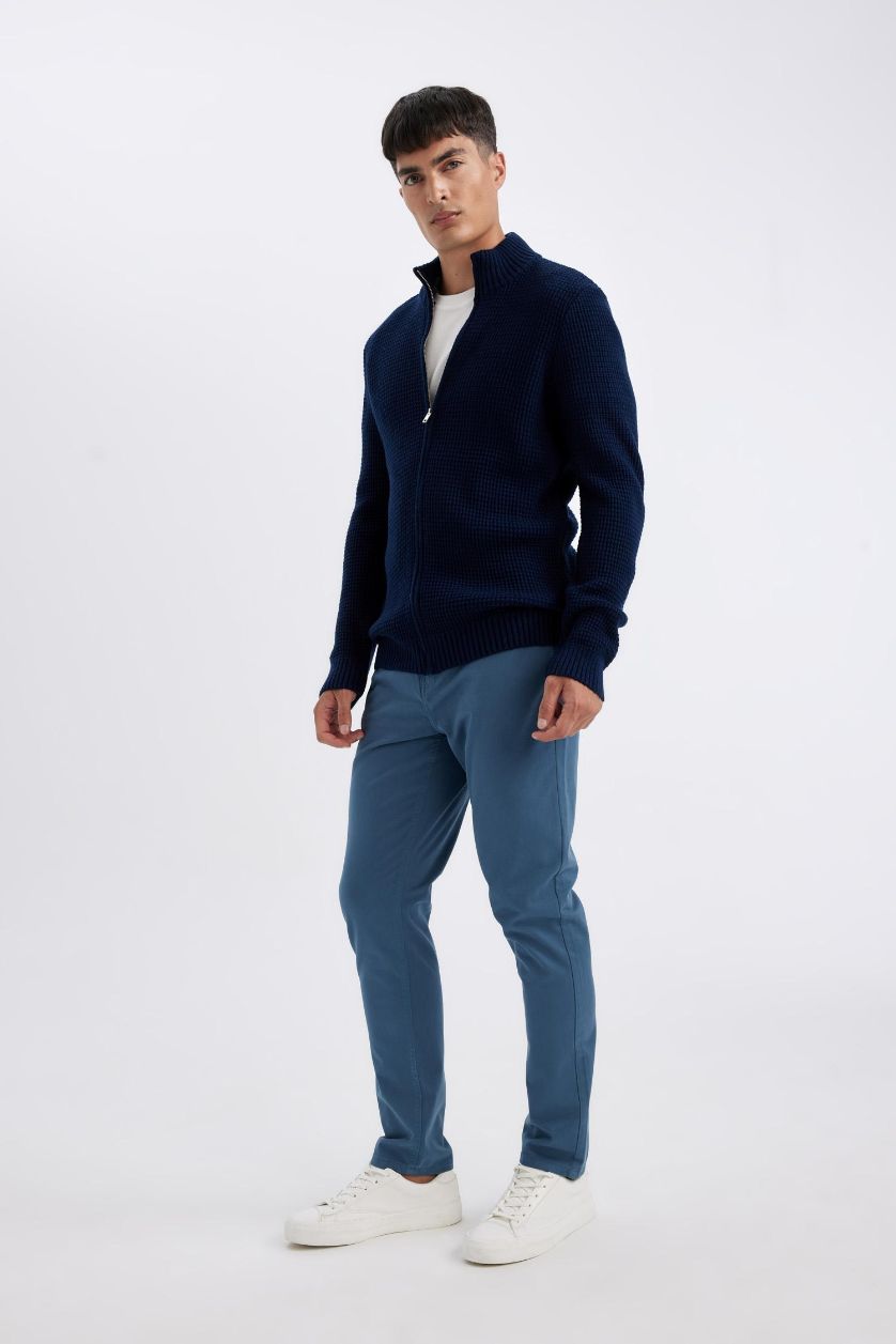 Man Indigo Narrow Leg Cotton Stretch Chino Pants