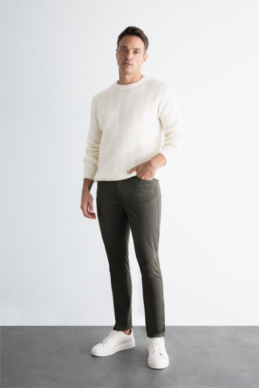 MAN Dark Khaki Super Skinny Hem Trousers