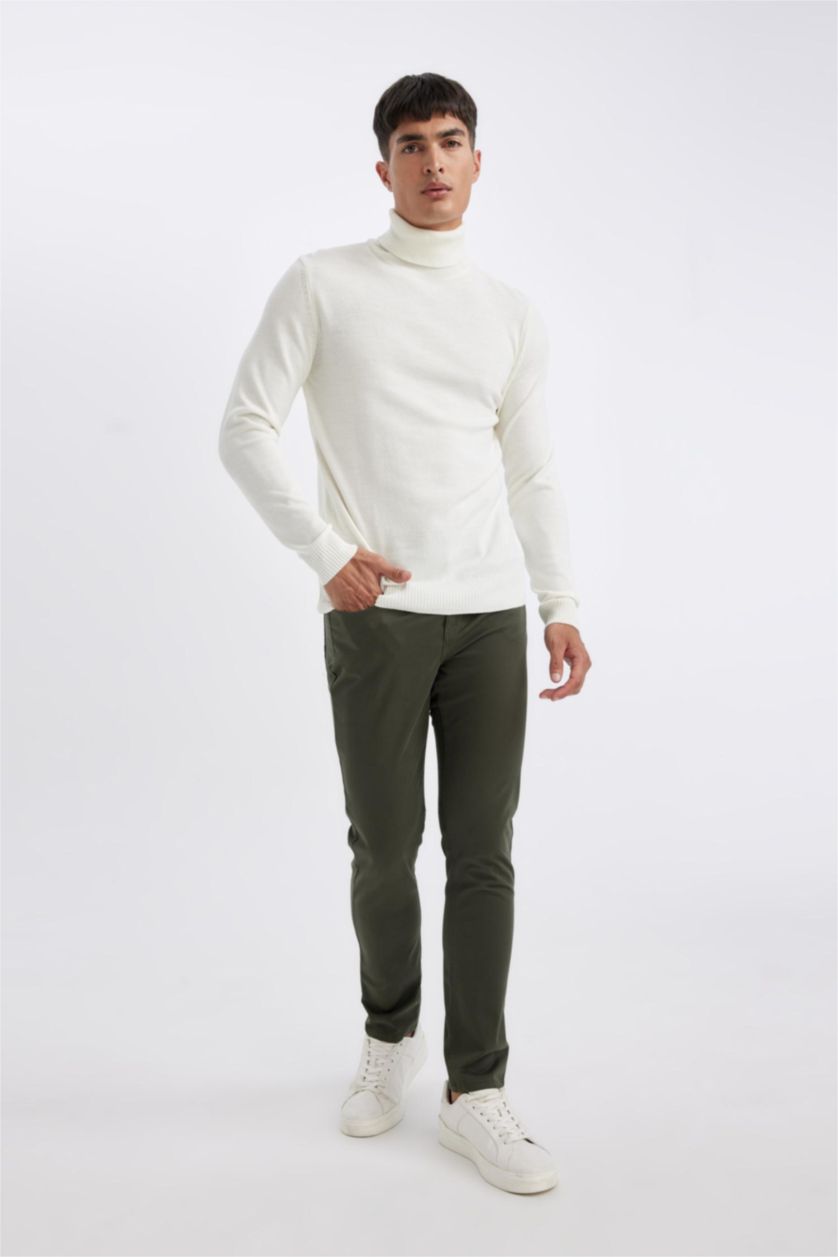 MAN Dark Khaki Super Skinny Hem Trousers