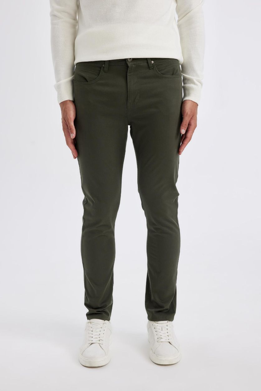 MAN Dark Khaki Super Skinny Hem Trousers
