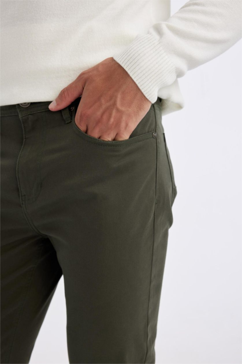 MAN Dark Khaki Super Skinny Hem Trousers