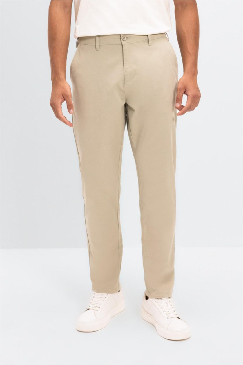 رجالي اللون الحجري بنطلون تشينو برجل ضيقة بيج حجري