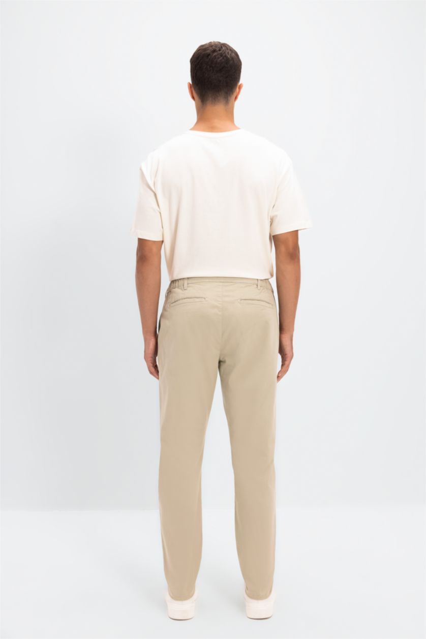 رجالي اللون الحجري بنطلون تشينو برجل ضيقة بيج حجري