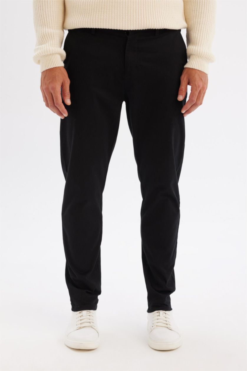 رجالي أسود بنطلون تشينو برجل ضيقة أسود