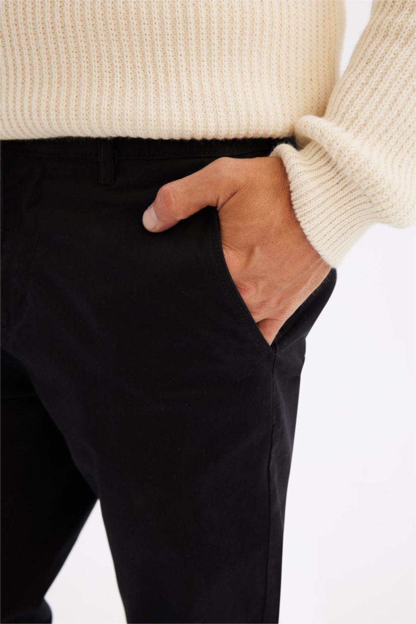 رجالي أسود بنطلون تشينو برجل ضيقة أسود