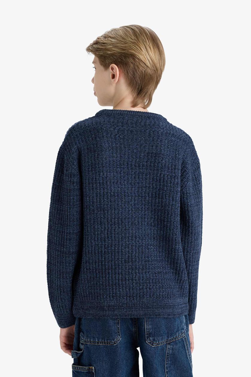 Erkek Çocuk - Genç Erkek Lacivert Bisiklet Yaka Triko Kazak Erkek Çocuk