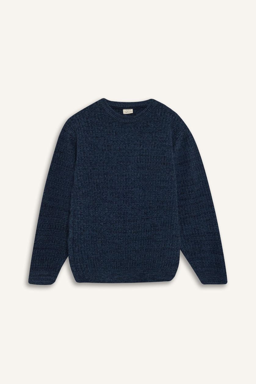 Erkek Çocuk - Genç Erkek Lacivert Bisiklet Yaka Triko Kazak Erkek Çocuk