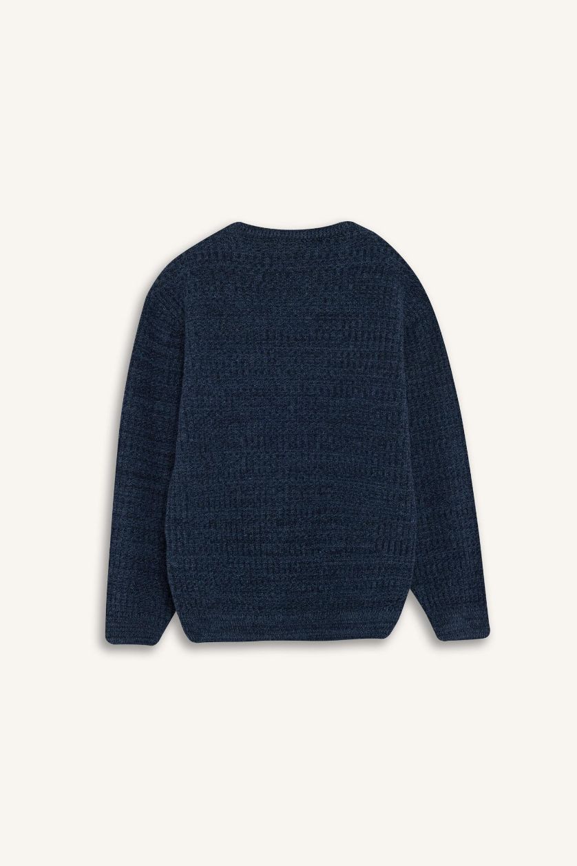 Erkek Çocuk - Genç Erkek Lacivert Bisiklet Yaka Triko Kazak Erkek Çocuk