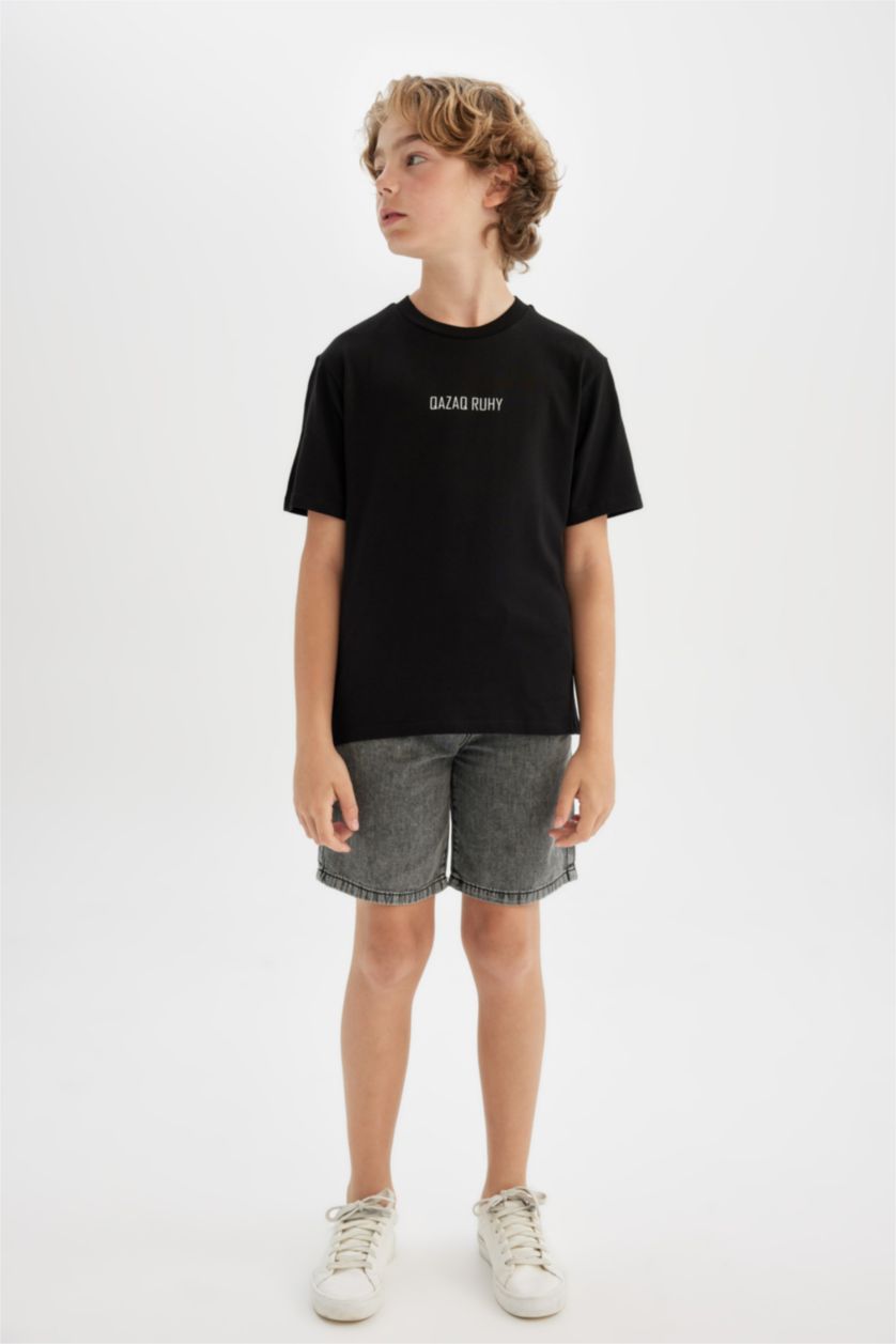 أولاد أسود تيشيرت ولادي نص كم قصة عادية برقبة مستديرة