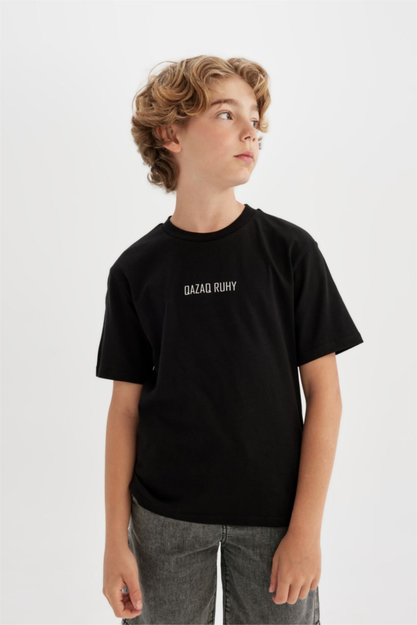 أولاد أسود تيشيرت ولادي نص كم قصة عادية برقبة مستديرة