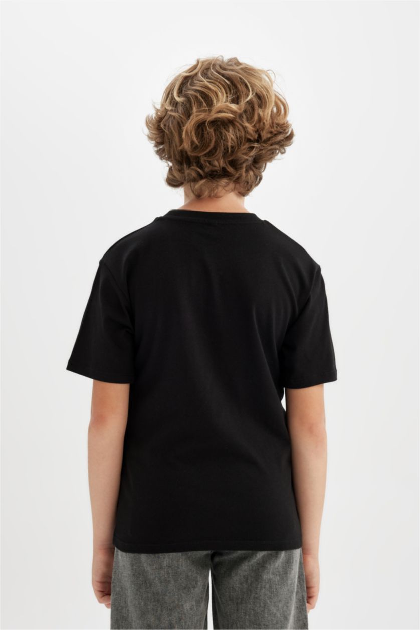 أولاد أسود تيشيرت ولادي نص كم قصة عادية برقبة مستديرة