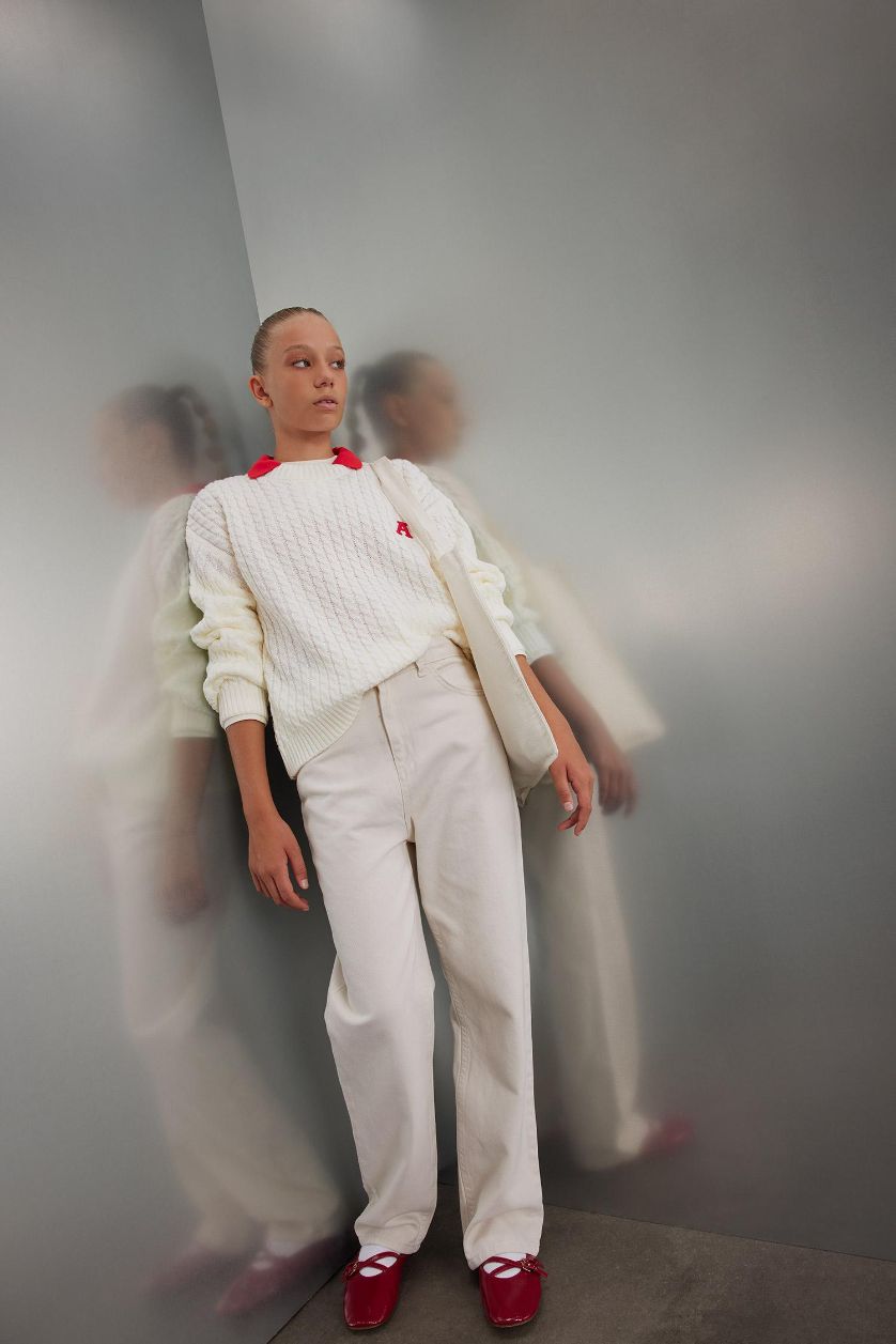 GIRLS & TEENS Stone Girl Straight Fit Wide Leg Cotton Pants