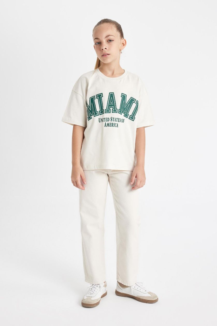 GIRLS & TEENS Stone Girl Straight Fit Wide Leg Cotton Pants