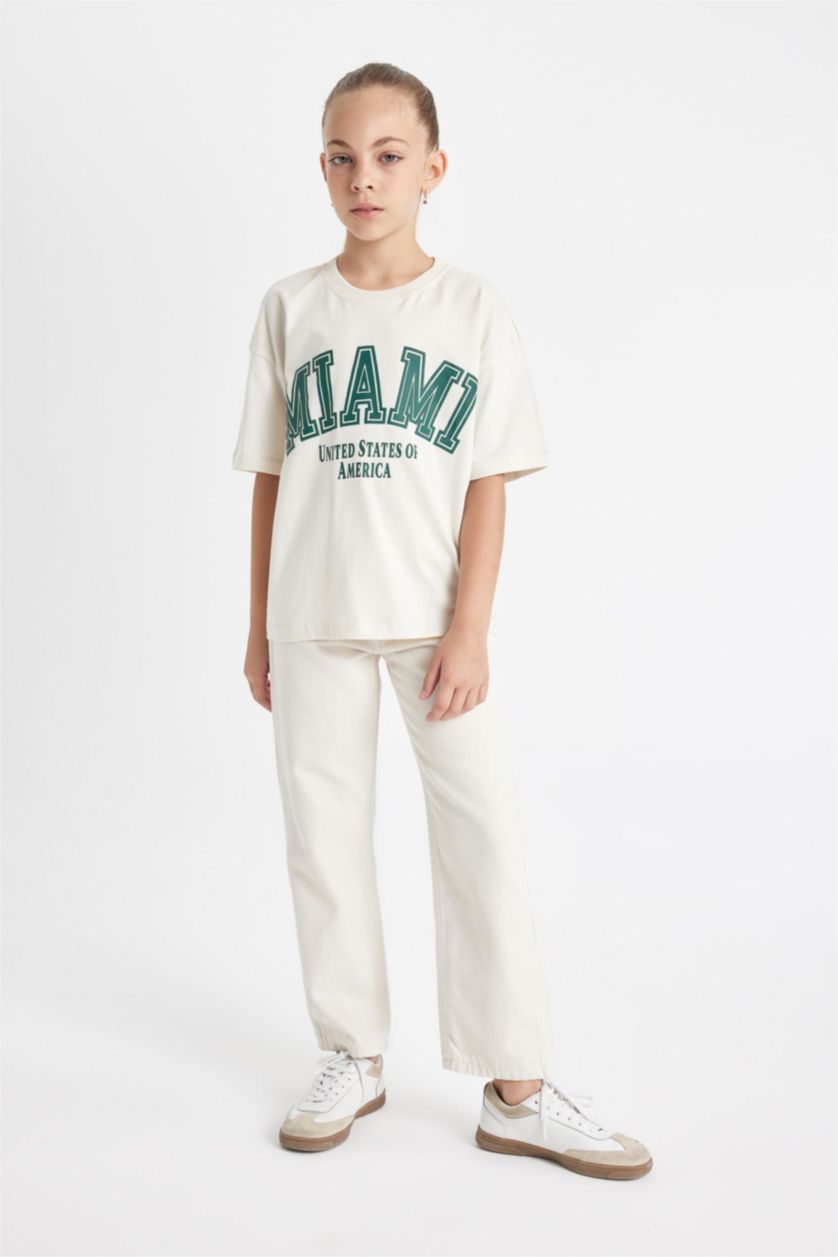 GIRLS & TEENS Stone Girl Straight Fit Wide Leg Cotton Pants