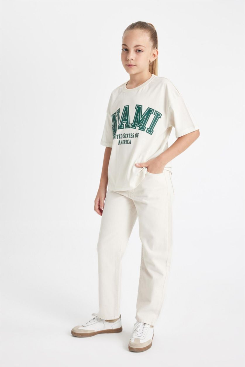 GIRLS & TEENS Stone Girl Straight Fit Wide Leg Cotton Pants