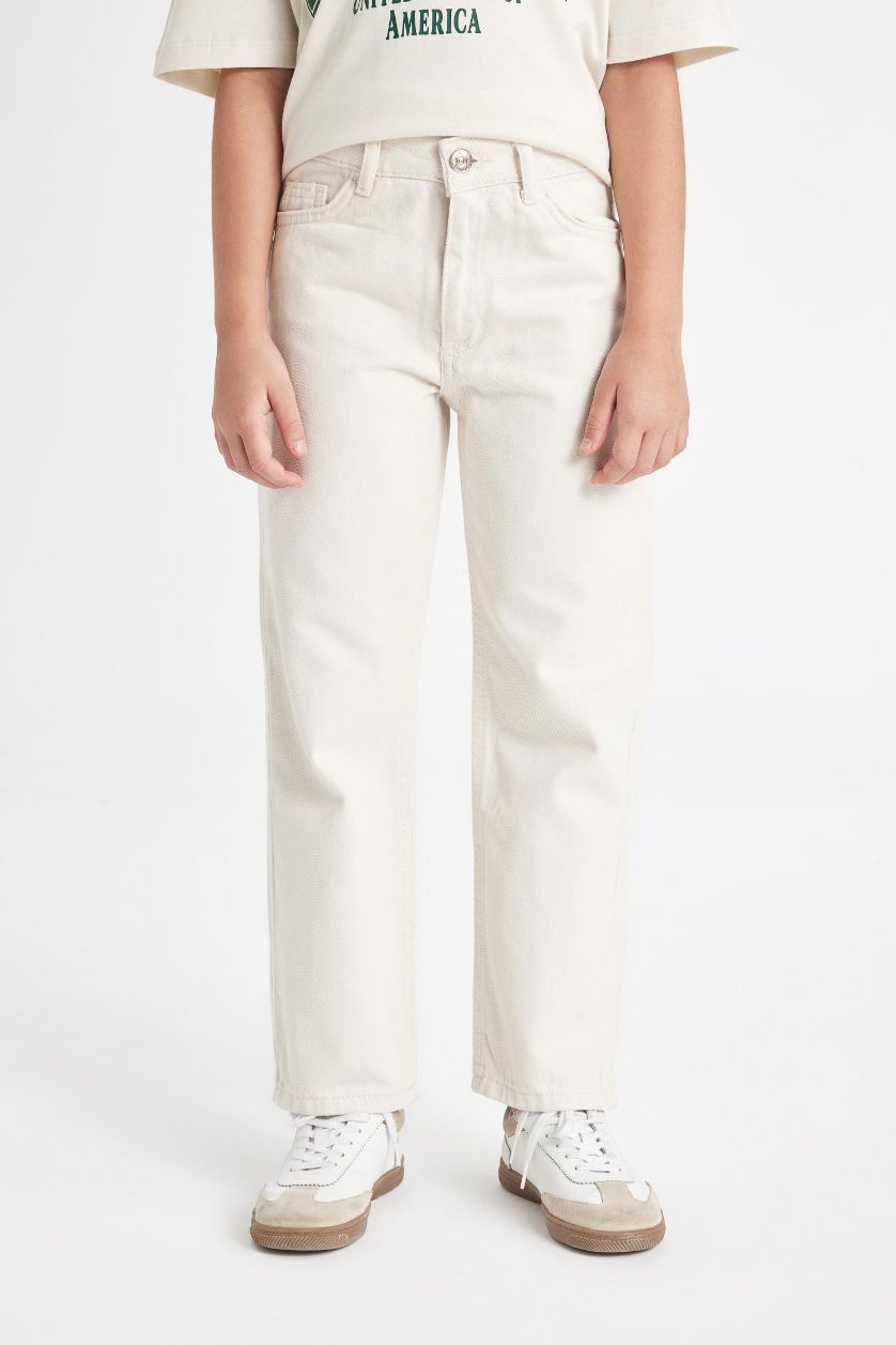 GIRLS & TEENS Stone Girl Straight Fit Wide Leg Cotton Pants