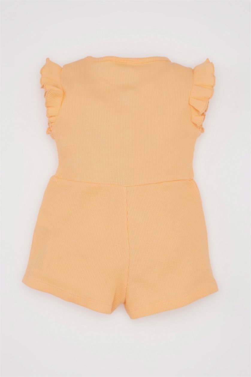 BABY GIRL Salmon Baby Girl Waffle Sleeveless Jumpsuit Bandana 2 Piece Set