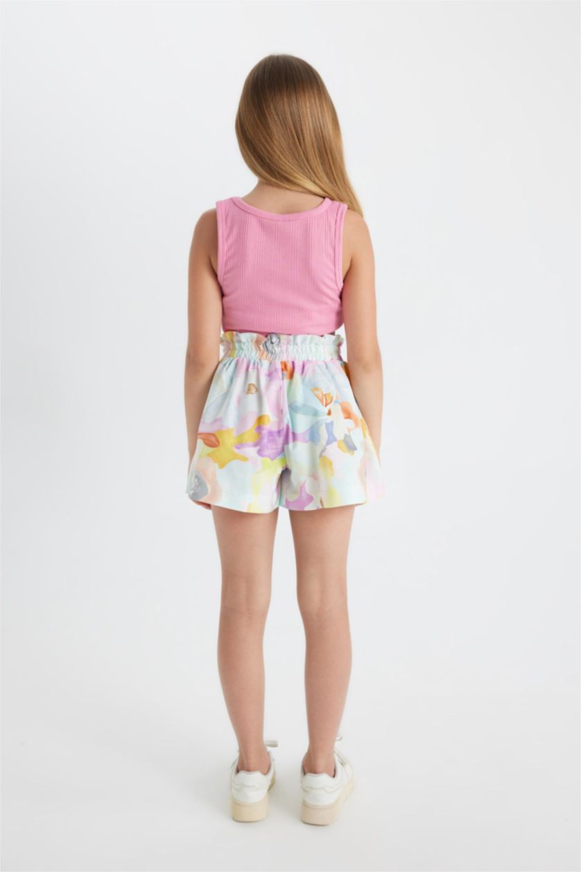 بناتي أرجواني شورت قطن قصير بناتي جبردين بخصر عالي