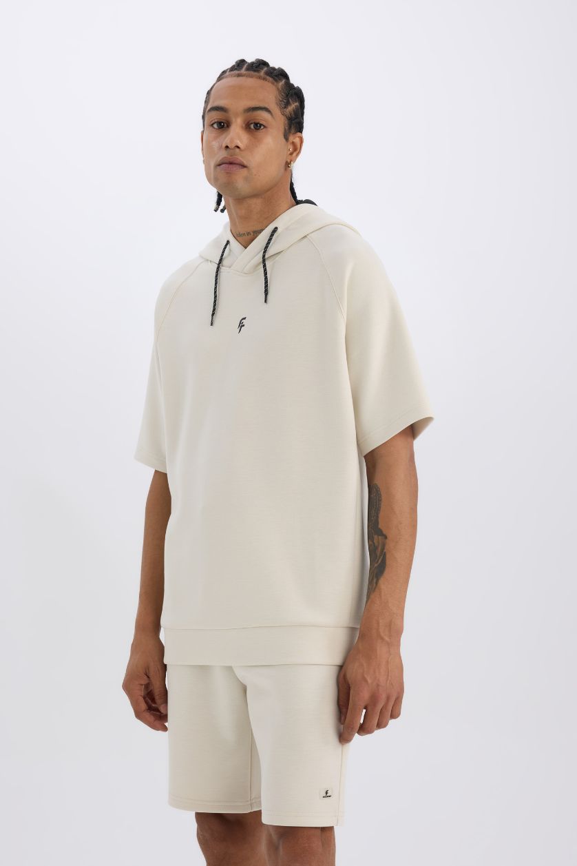 Erkek Taş Standart Fit Kapüşonlu Sporcu Kısa Kollu Skuba Dalgıç Kumaş Tişört