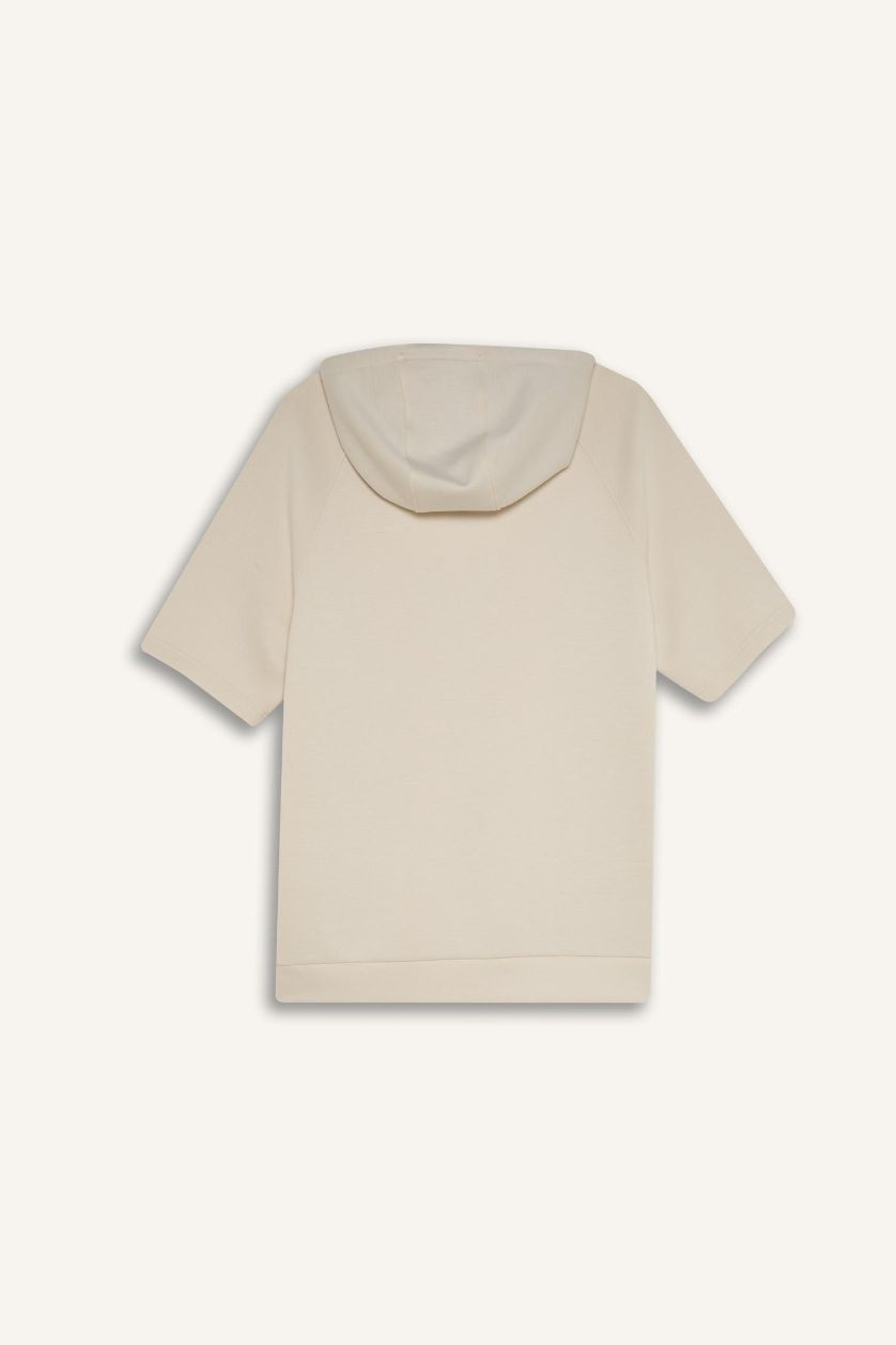 Erkek Taş Standart Fit Kapüşonlu Sporcu Kısa Kollu Skuba Dalgıç Kumaş Tişört