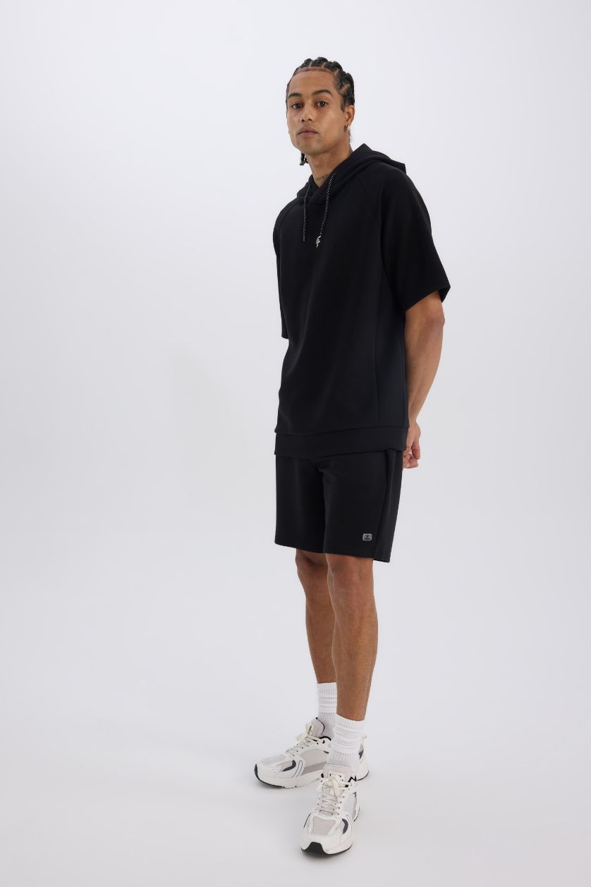 MAN Black DeFactoFit Standard Fit Hooded Sports Scuba Diver Fabric T-Shirt