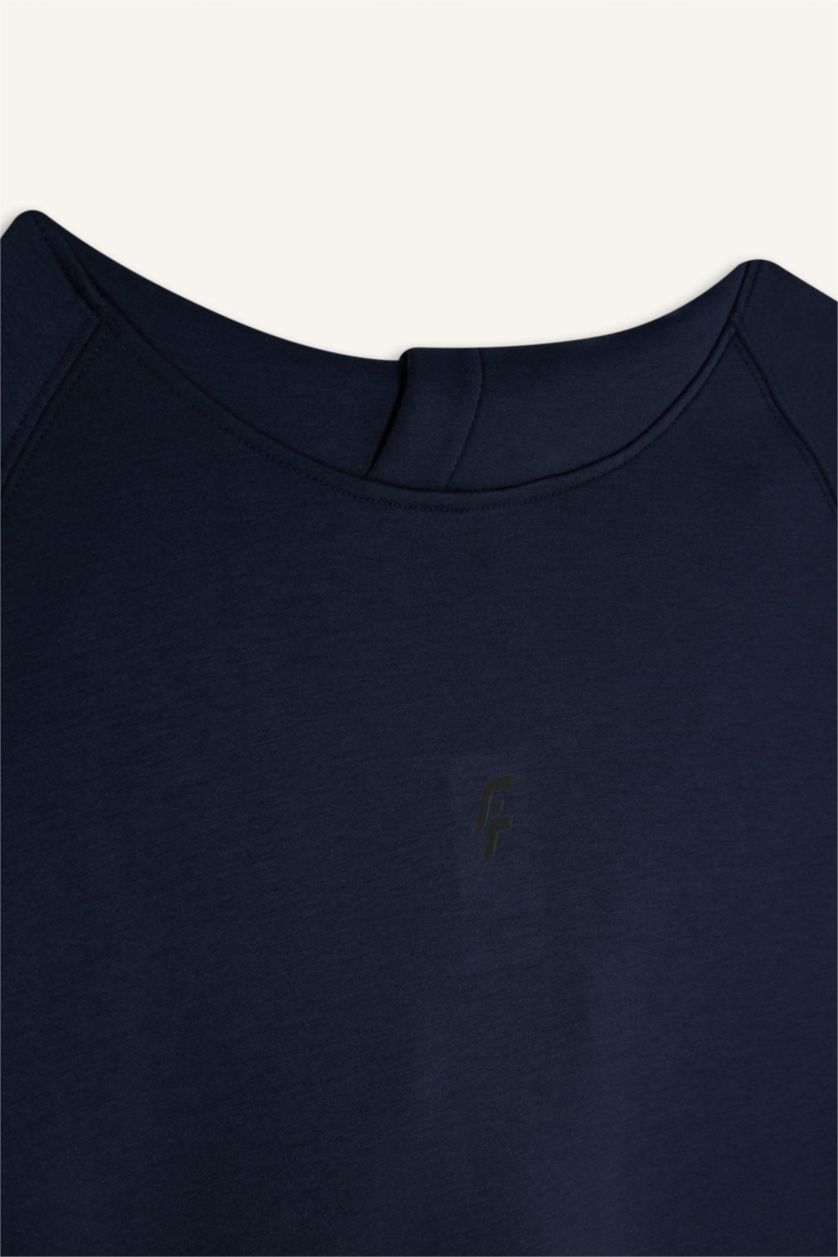 رجالي كحلي تيشيرت رياضي قصة عادية قماش سكوبا بكابيشون من DeFactoFit