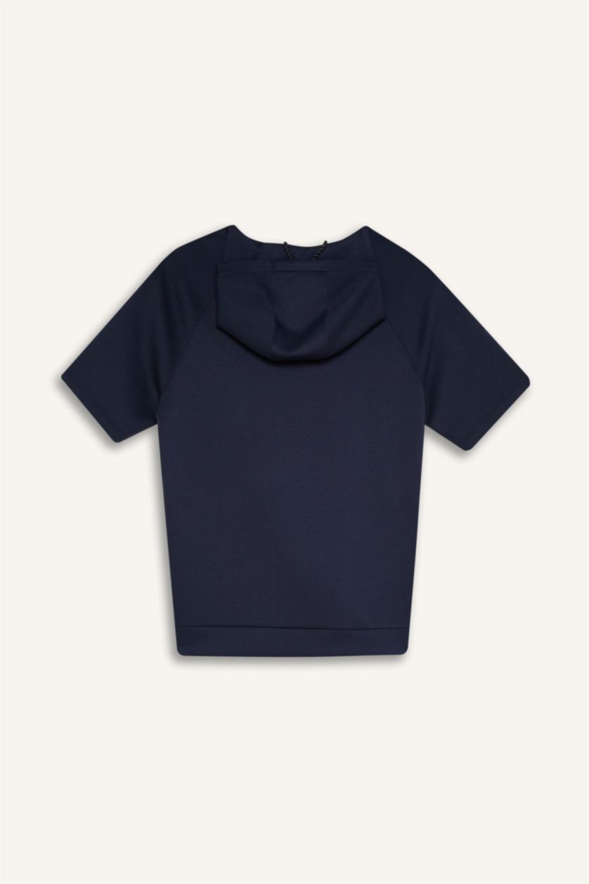 رجالي كحلي تيشيرت رياضي قصة عادية قماش سكوبا بكابيشون من DeFactoFit