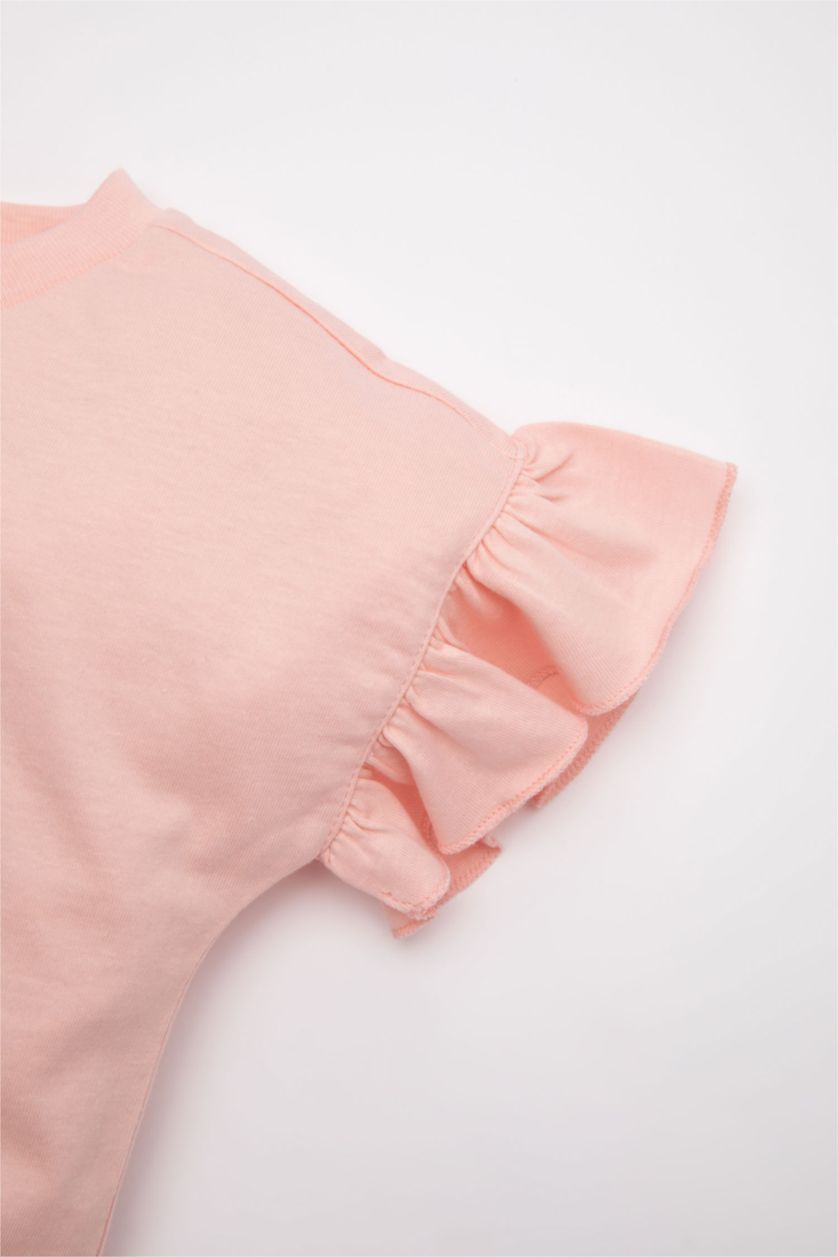 BÉBÉ FILLE Rose T-Shirt à Manches Courtes imprimé Licorne à Col rond pour Bébé Fille