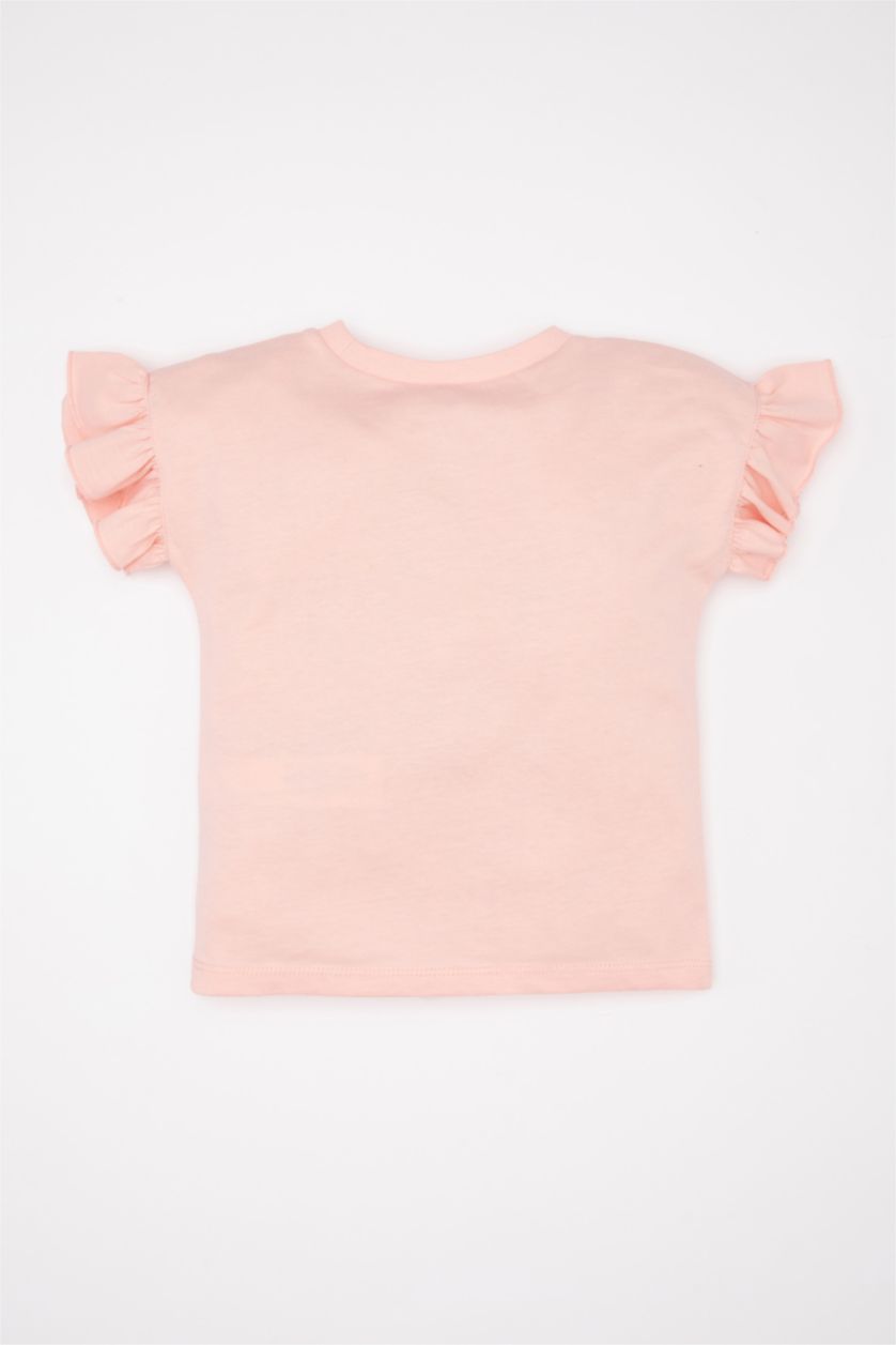 BÉBÉ FILLE Rose T-Shirt à Manches Courtes imprimé Licorne à Col rond pour Bébé Fille