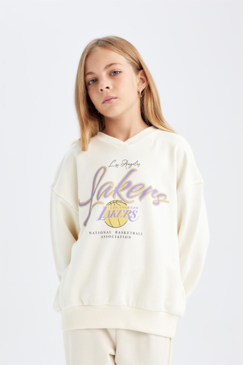 GIRLS & TEENS Ecru Girl NBA Los Angeles Lakers Oversize Sweatshirt