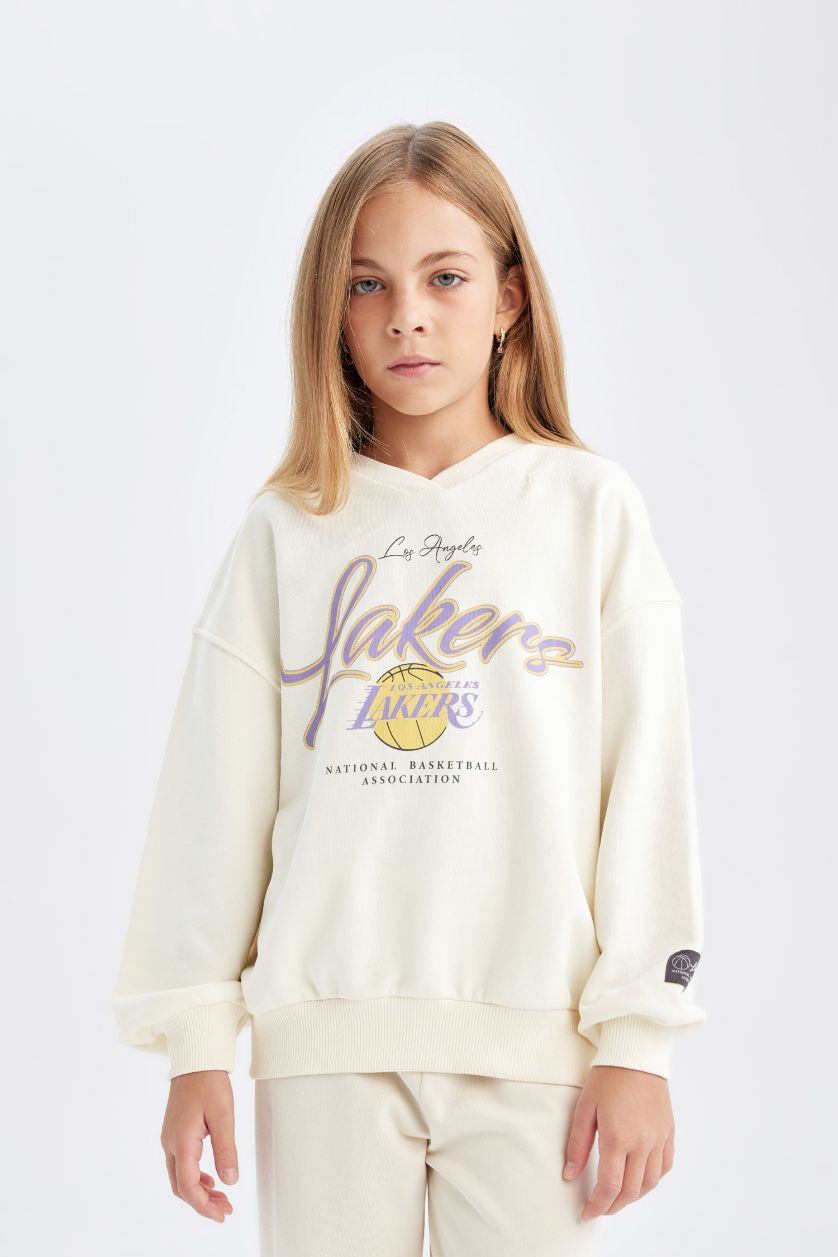 GIRLS & TEENS Ecru Girl NBA Los Angeles Lakers Oversize Sweatshirt