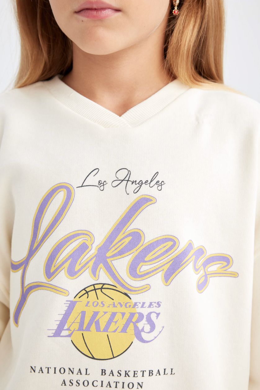 GIRLS & TEENS Ecru Girl NBA Los Angeles Lakers Oversize Sweatshirt