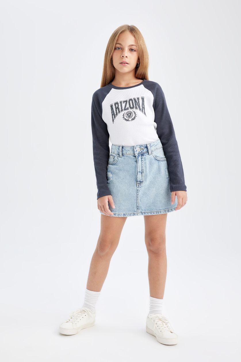 FILLES Blanc T-Shirt imprimé À Manches Longues Coupe régulière pour Fille