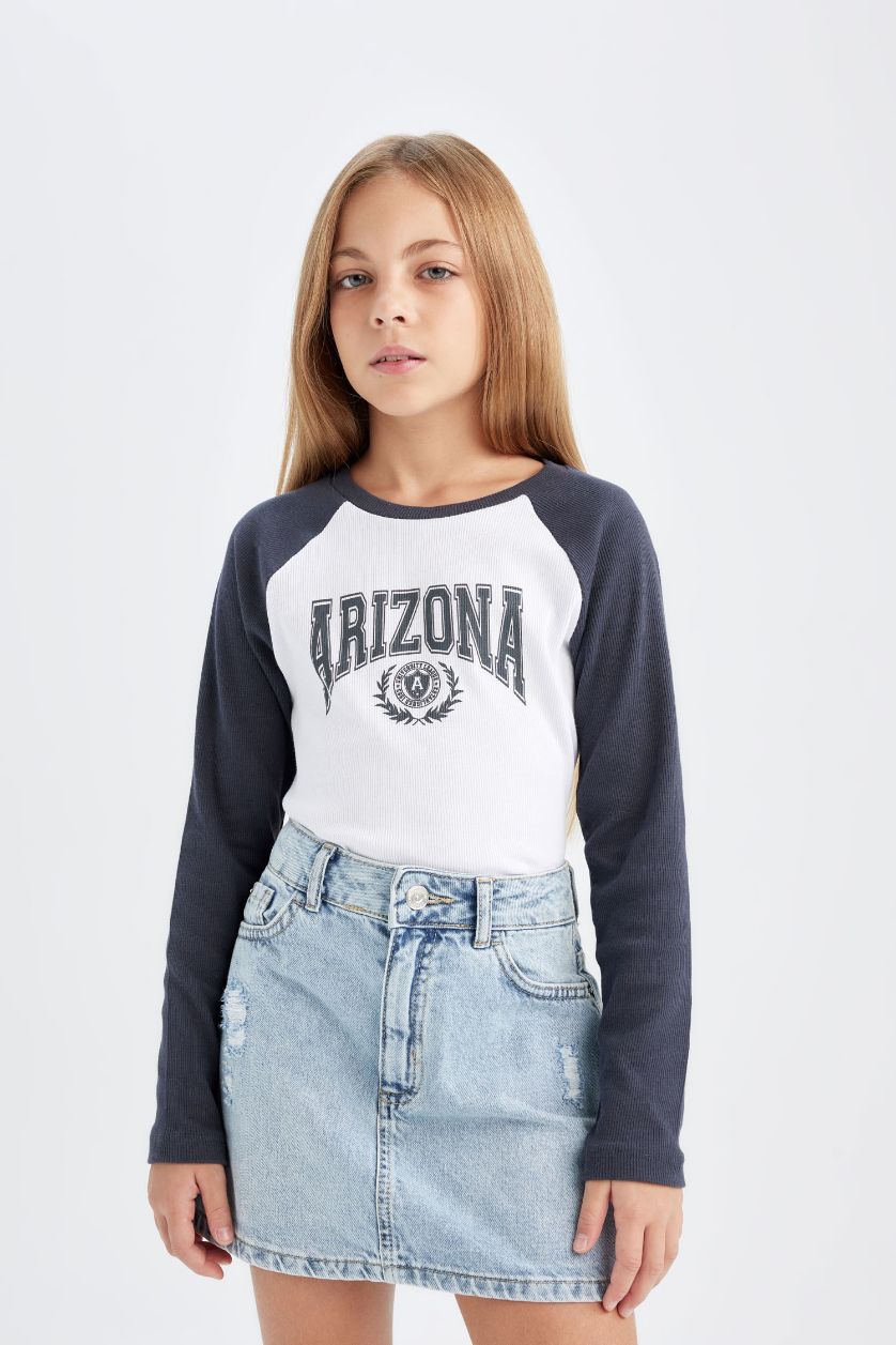 FILLES Blanc T-Shirt imprimé À Manches Longues Coupe régulière pour Fille