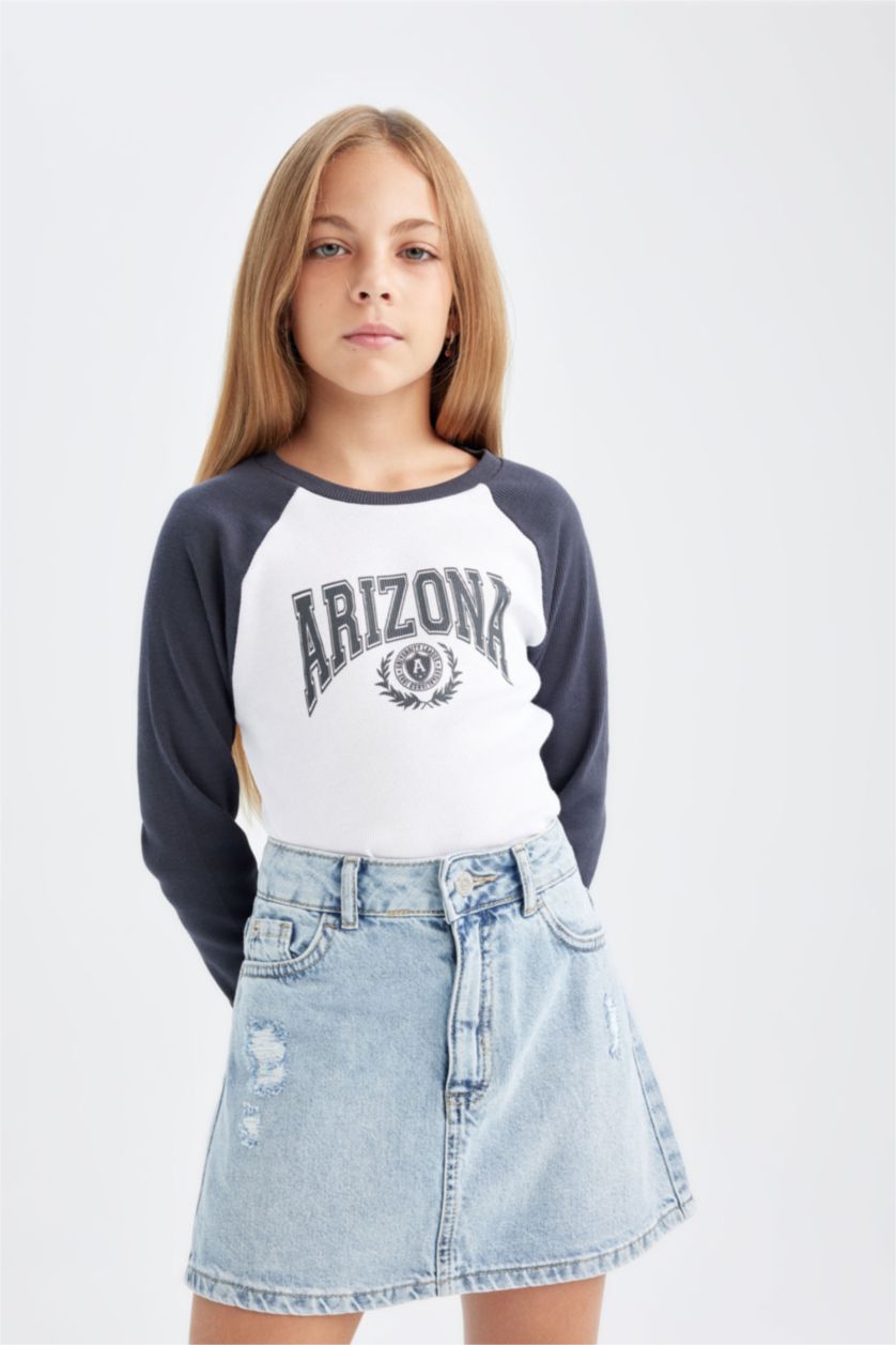 FILLES Blanc T-Shirt imprimé À Manches Longues Coupe régulière pour Fille